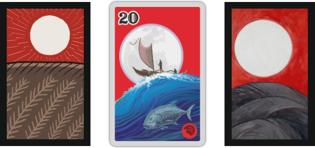 Zestawienie trzech różnych wzorów karty z księżycem
