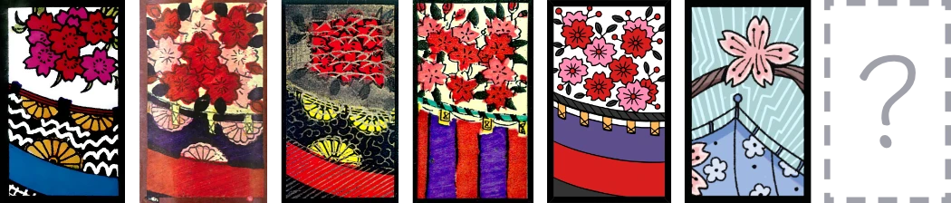 Karta kwitnącej wiśni za parawanem w różnych wariantach